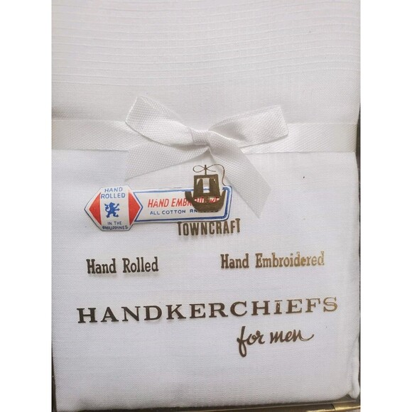 3 NIB Towncraft VTG Handkerchiefs Hand Rolled Embroidered Cotton "N" Rockabilly - Picture 3 of 5